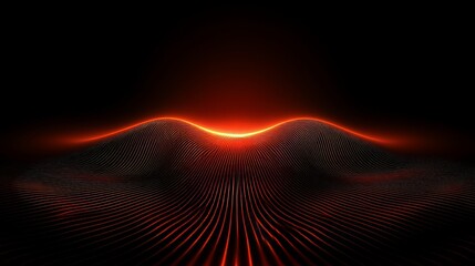Poster - Abstract Orange Glowing Lines Digital Landscape
