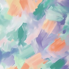 Poster - Vibrant Abstract Painting with Fluid Brush Strokes and Expressive Pastel Colors