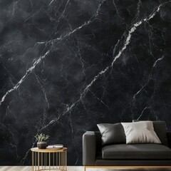 Poster - Sleek and Sophisticated Black Marble Texture Background for Luxury Design