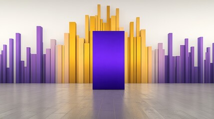 Poster - Abstract Purple Block Amidst Color Bar Graph