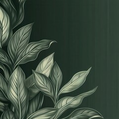 Poster - Luxuriant Foliage Backdrop with Elegant Evergreen Leaves in Moody Green Tones