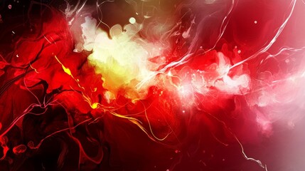 Poster - Abstract Red and Yellow Fluid Art Painting