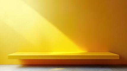 Aufkleber - Minimalist Yellow Background Studio Room 3D Art for Product Presentation Showcase with Smooth Gradient Light