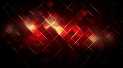 Poster - Abstract Red Geometric Pattern with Glowing Squares