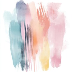 Poster - Vibrant Abstract Watercolor Brushstrokes on Minimalist Pastel Background