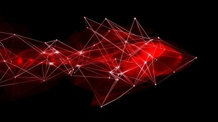 Poster - Abstract Red Network Digital Data Flow Visualization