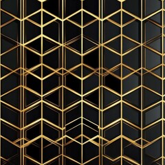 Poster - Gleaming Geometric Mosaic Pattern in Metallic Bronze and Golden Tones