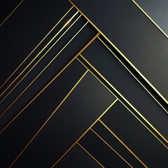 Poster - Abstract Geometric Pattern with Golden Metallic Lines and Gradient Background