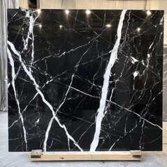 Poster - Luxurious Monochromatic Marble Texture Background with Abstract Geometric Patterns and Cracked Surfaces