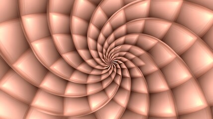 Poster - Abstract Spiral Design in Peach Tones, Geometric Pattern, Swirling Ornament