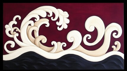 Poster - Abstract Stylized Ocean Wave Art Painting