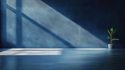Aufkleber - Modern Product Presentation Studio with Concrete Floor and Blue Wall