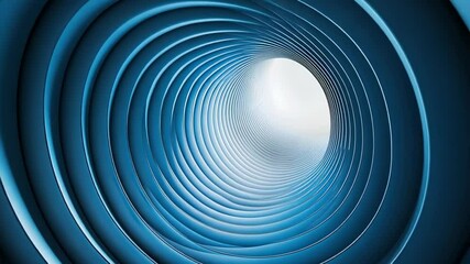 Poster - Enticing journey through a vibrant blue tunnel revealing light and possibilities. Generative AI