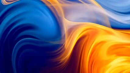 Poster - Dancing colors harmonize in a vivid swirl of blue and orange, creating a mesmerizing visual symphony of light and movement. Generative AI