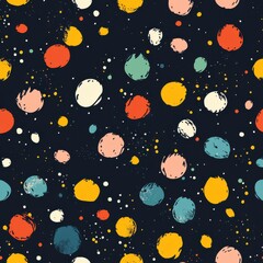 Poster - Vibrant Multicolored Splatter Paint Abstract Background with Playful Starry Dots