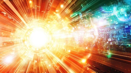 Poster - Futuristic Circuitry with Bright Light in 3D Style