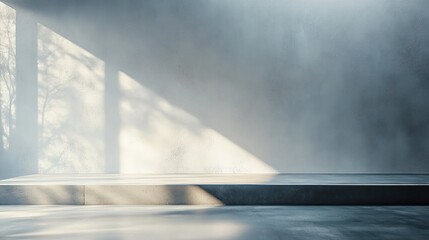 Aufkleber - Minimalist Scandinavian Design Studio Room with Concrete Table and Wall for Product Display and Advertising