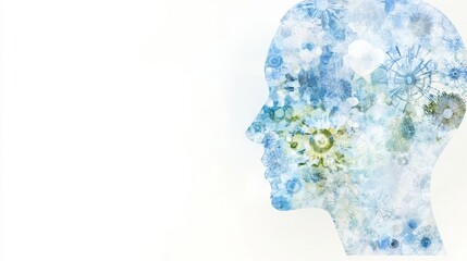 Poster - Abstract Watercolor Head Gears Mind Thought Process
