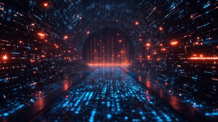 Blue digital binary data background