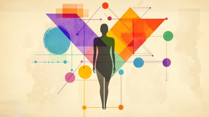 Poster - Abstract Woman Silhouette with Geometric Design