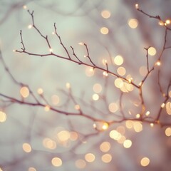 Poster - Enchanting Illuminated Branches Casting a Cozy and Magical Glow in the Serene Winter Landscape