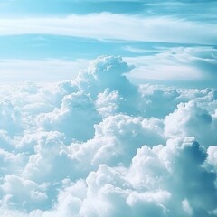 Canvas Print - Vast Expansive Fluffy Cloud Formations Against a Bright Blue Sky in Tranquil Overcast Scenery