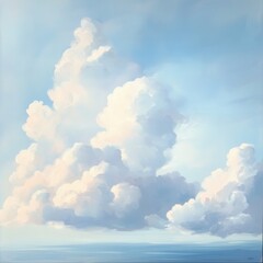 Canvas Print - Tranquil Cloudscape in Serene Sky   Peaceful and Dreamy Nature Scenery