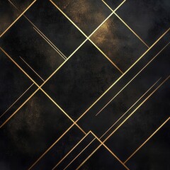 Poster - Elegant dark abstract geometric background with golden lines and angles