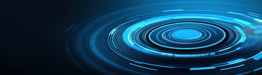 Wall Mural - radiant illumination, a blue circle emits captivating light bright