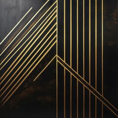 Poster - Striking Metallic Geometric Abstract Design with Golden Graphic Shapes on Dark Background