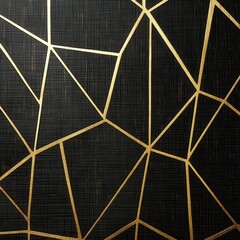 Poster - Elegant Metallic Geometric Abstract Backdrop with Intersecting Golden Triangular Lines