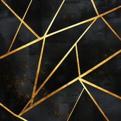 Poster - Striking Geometric Patterns in Moody Metallic Tones Create a Captivating Contemporary Backdrop
