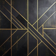 Poster - Minimalist Geometric Abstract Background with Intersecting Golden Lines and Shapes
