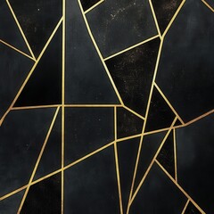 Poster - Captivating Geometric Golden Mosaic Backdrop with Metallic Interlocking Triangular Patterns