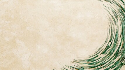 Poster - Light Beige Textured Background with Swirling Green Elements for Design Use