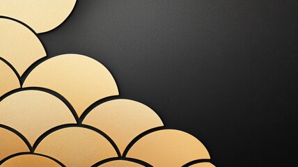 Poster - Black and Gold Luxury Design with Japanese Wave Texture for Elegant Backgrounds