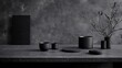 © Emi - Dark Minimalist Still Life with Black Vessels and Branches