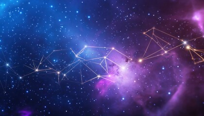 Poster - A Cosmic Tapestry of Stars and Constellations with Abstract Geometric Patterns