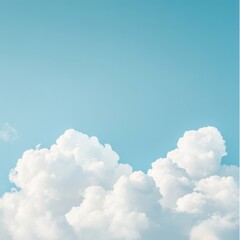 Canvas Print - Dreamy Cloudscape Against a Bright Blue Sky with Fluffy Cumulus Formations