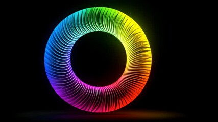 Poster - Mesmerizing display of colorful geometric shapes in a darkened space enhances visual art experience. Generative AI