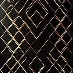 Poster - Elegant Geometric Abstract Patterns in Luxurious Black and Golden Metallic Tones for Sophisticated Modern Design Backgrounds