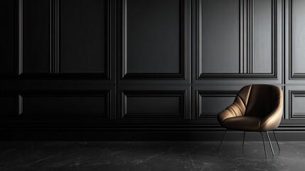 Aufkleber - Black Marble Countertop on Elegant Wall Panels for Product Display