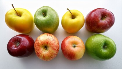 Wall Mural - A vibrant collection of six apples, showcasing a variety of colors and textures.