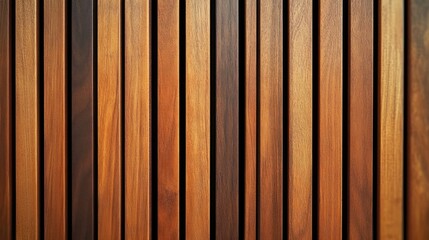 Aufkleber - Wooden Slatted Wall Modern Design Natural Light Warm Colors Texture Vertical Panels