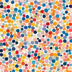 Poster - Vibrant abstract pattern of colorful shapes dots and splatters on white background
