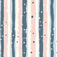 Poster - Pastel Abstract Striped and Dotted Seamless Pattern in Soft Feminine Colors for Girly Designs