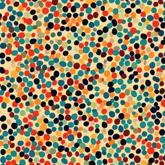 Poster - Vibrant Kaleidoscopic Pattern with Overlapping Colored Circles and Dots on Retro Styled Background