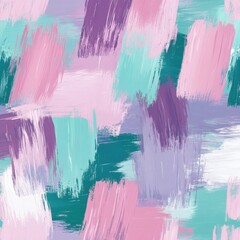 Poster - Vibrant Abstract Brushstrokes and Shapes in Pastel Tones Evoking a Serene and Calming Atmosphere