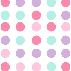 Poster - Vibrant Pastel Polka Dot Pattern with Seamless Geometric Circular Shapes in Trendy Color Palette