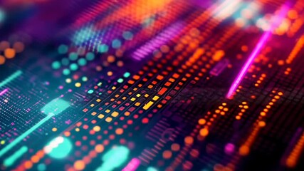 Poster - Vibrant digital patterns create a mesmerizing visual symphony in dynamic colors and shapes. Generative AI